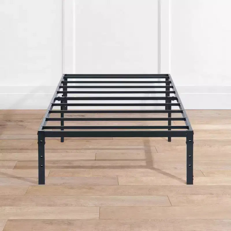 Twin Size Metal Bed Frame with Metal Slats, Heavy Duty Platform Mattress Foundation with Under Bed Storage, Non-Slip Support, Black
