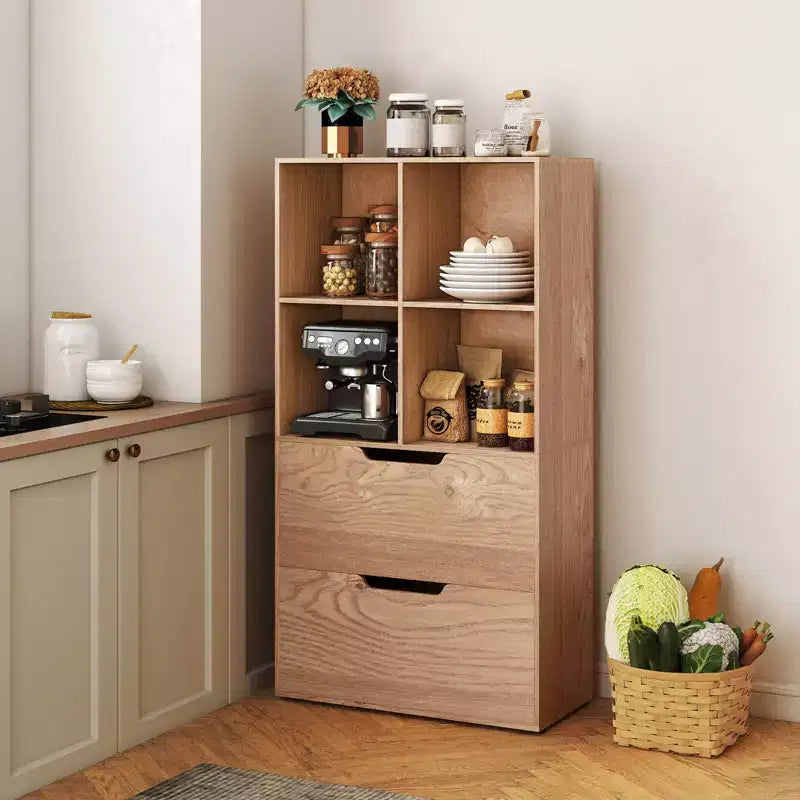 51 5-Tier 4-Cube Bookcase with 2 Drawers for Living Room, Study, Home Office White/Black/Gray/Natural
