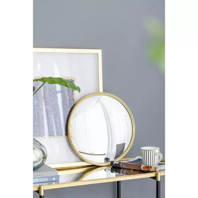 D15 Round Mirror, Circle Mirror with Iron Frame for Living Room Bedroom Vanity Entryway Hallway, Gold