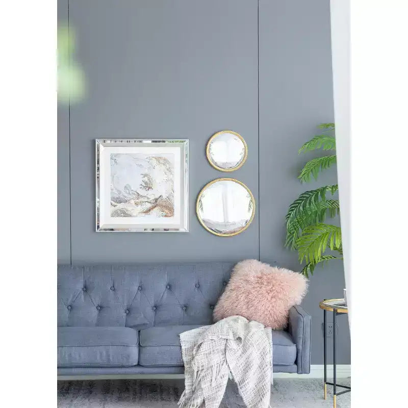 D15 Round Mirror, Circle Mirror with Iron Frame for Living Room Bedroom Vanity Entryway Hallway, Gold