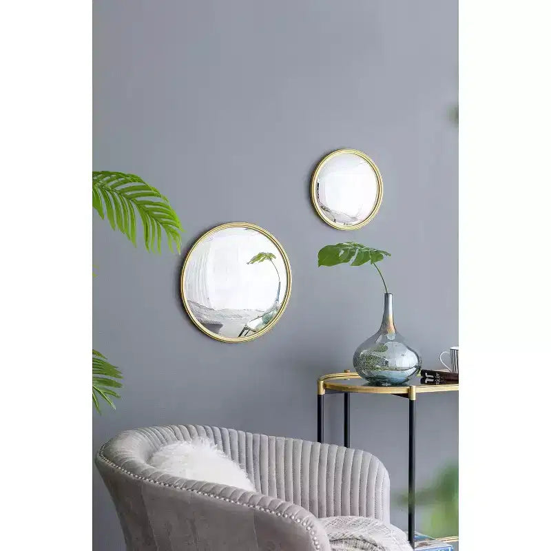 D15 Round Mirror, Circle Mirror with Iron Frame for Living Room Bedroom Vanity Entryway Hallway, Gold