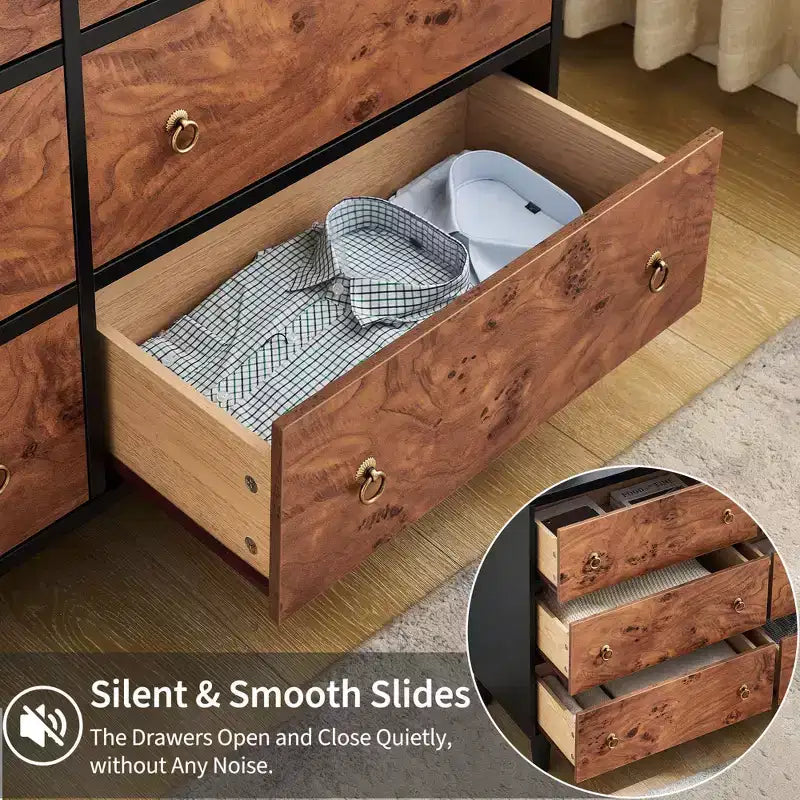 7 Drawers Dresser, 54 Wide Modern Chest of Drawers with Metal Handle, Wooden Dresser TV Stand, Wood Closet Clothes Storage Organizer for Living Room