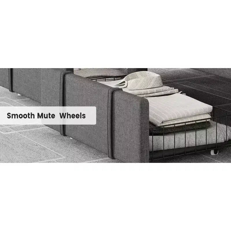 Bed frame, modern upholstered bed frame with tufted headboard and storage drawers - heavy-duty wooden slats, no box spring required, easy assembly