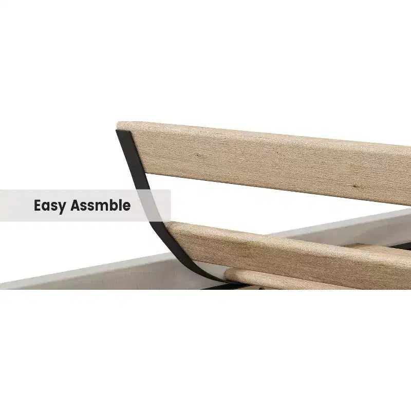 Bed frame, modern upholstered bed frame with tufted headboard and storage drawers - heavy-duty wooden slats, no box spring required, easy assembly