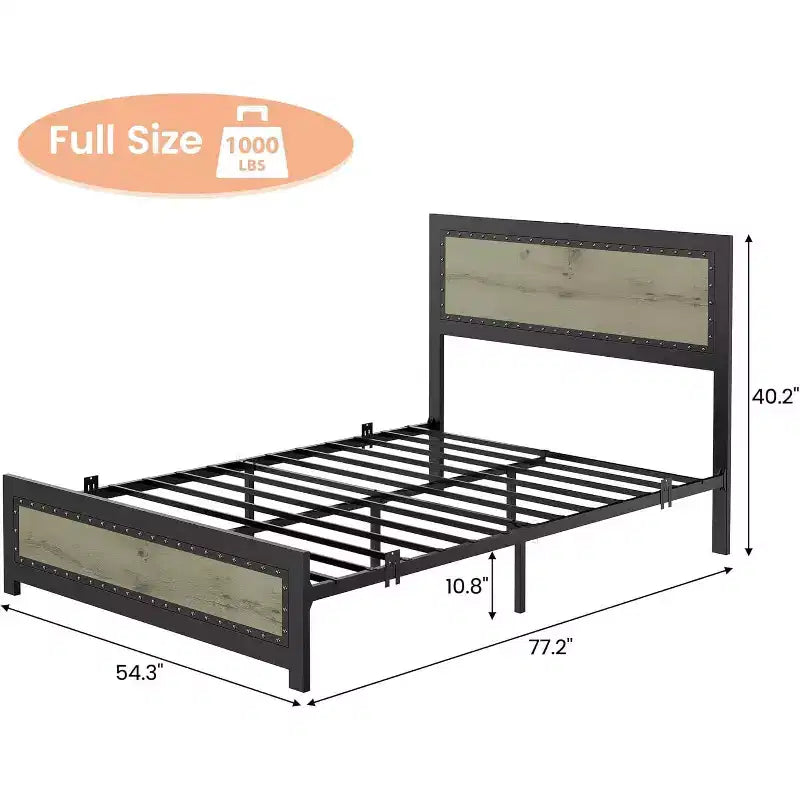 Platform Bed Frame with Elegant, Stylish Headboard, Underbed Storage, No Box Spring Required, Easy Assembly, Heavy-Duty Support, Gray