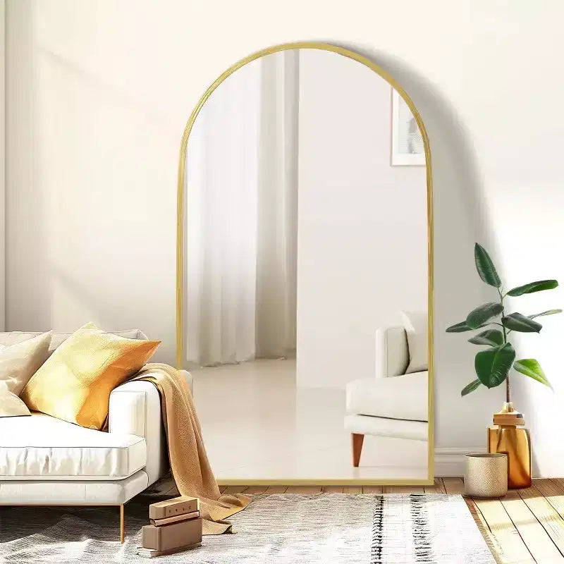 67 inch Full Length Mirror Archede Aluminum Alloy Frame Floor Mirror with Bracket Gold
