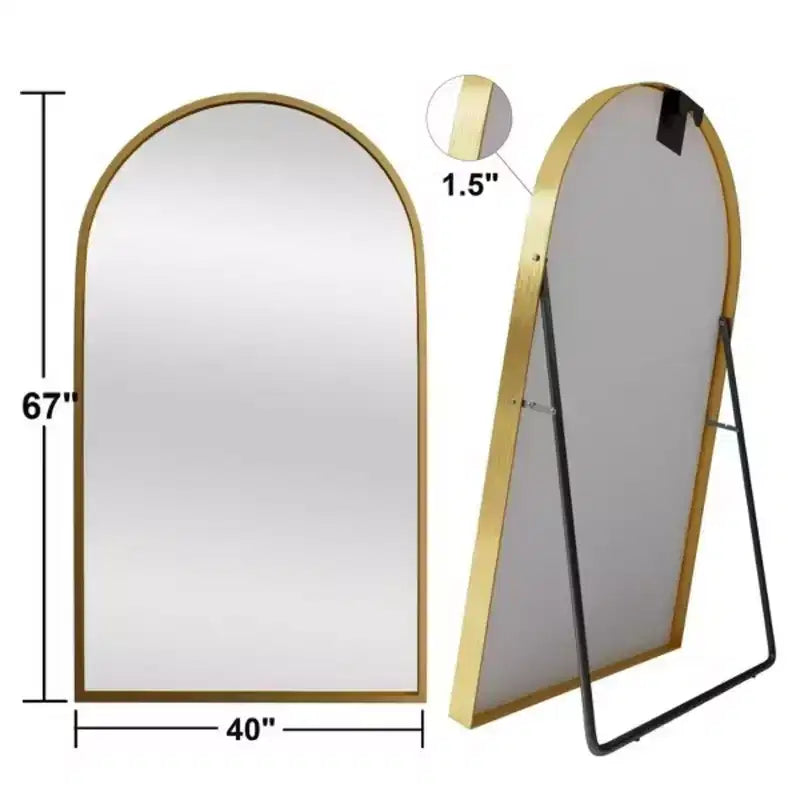 67 inch Full Length Mirror Archede Aluminum Alloy Frame Floor Mirror with Bracket Gold
