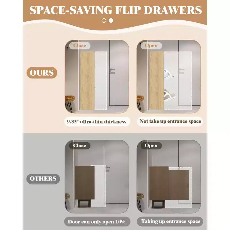 Shoe Storage Cabinet with 4 Flip Drawers, Freestanding Concealed Shoe Rack with Open Shelf, for Hallway, Living Room, Apartments