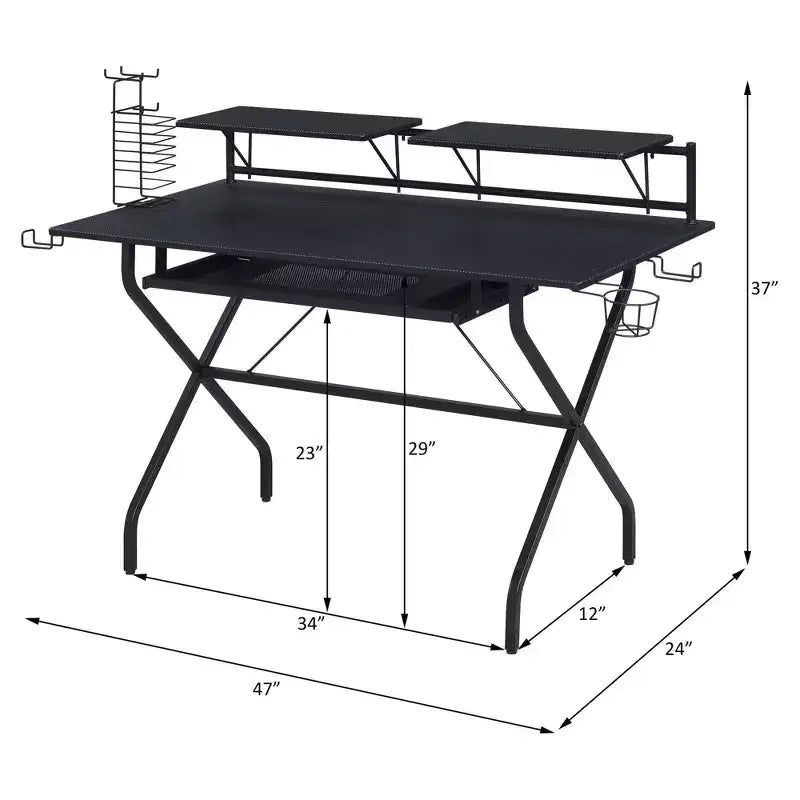 45 in.H Black Color Steel Standing Desks with No Storage
