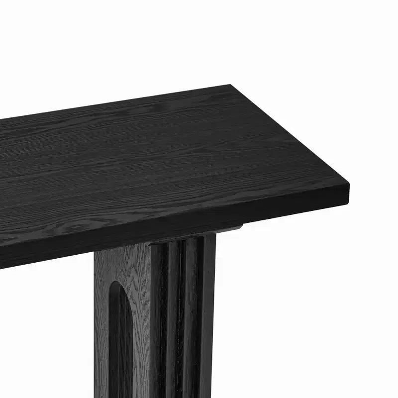 Unique Console Table with Round Hollow Legs, Modern Wood Entryway Table for Living Room and Entryway