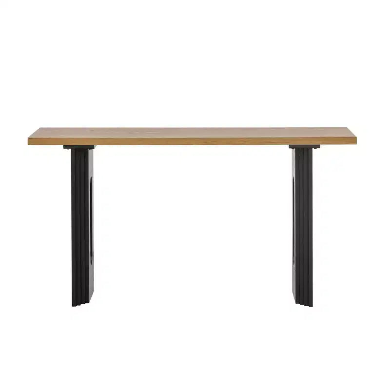 Unique Console Table with Round Hollow Legs, Modern Wood Entryway Table for Living Room and Entryway