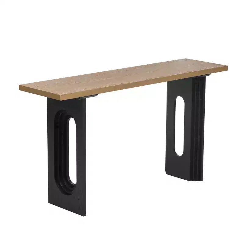 Unique Console Table with Round Hollow Legs, Modern Wood Entryway Table for Living Room and Entryway