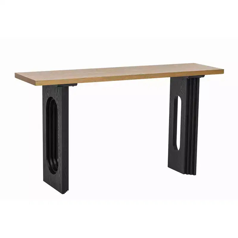 Unique Console Table with Round Hollow Legs, Modern Wood Entryway Table for Living Room and Entryway
