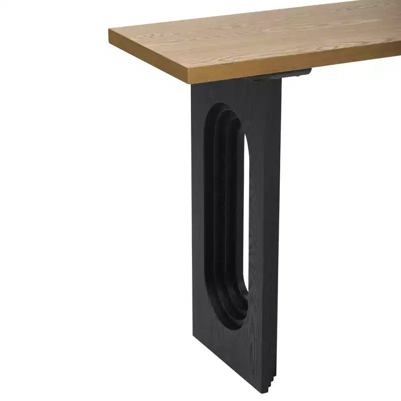Unique Console Table with Round Hollow Legs, Modern Wood Entryway Table for Living Room and Entryway