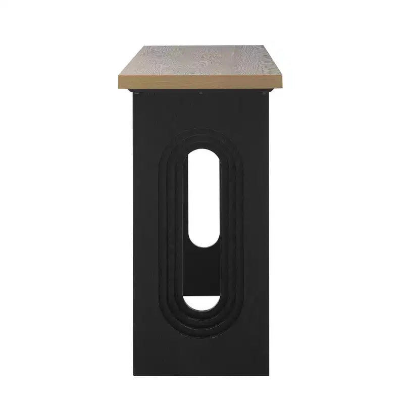 Unique Console Table with Round Hollow Legs, Modern Wood Entryway Table for Living Room and Entryway