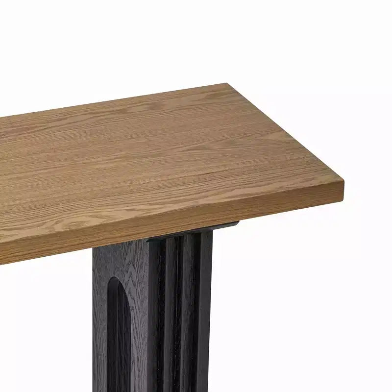 Unique Console Table with Round Hollow Legs, Modern Wood Entryway Table for Living Room and Entryway