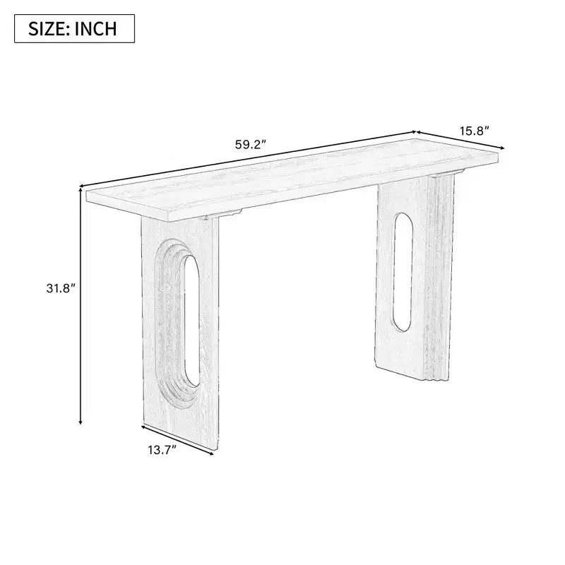 Unique Console Table with Round Hollow Legs, Modern Wood Entryway Table for Living Room and Entryway