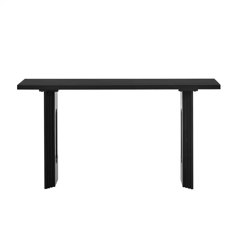 Unique Console Table with Round Hollow Legs, Modern Wood Entryway Table for Living Room and Entryway