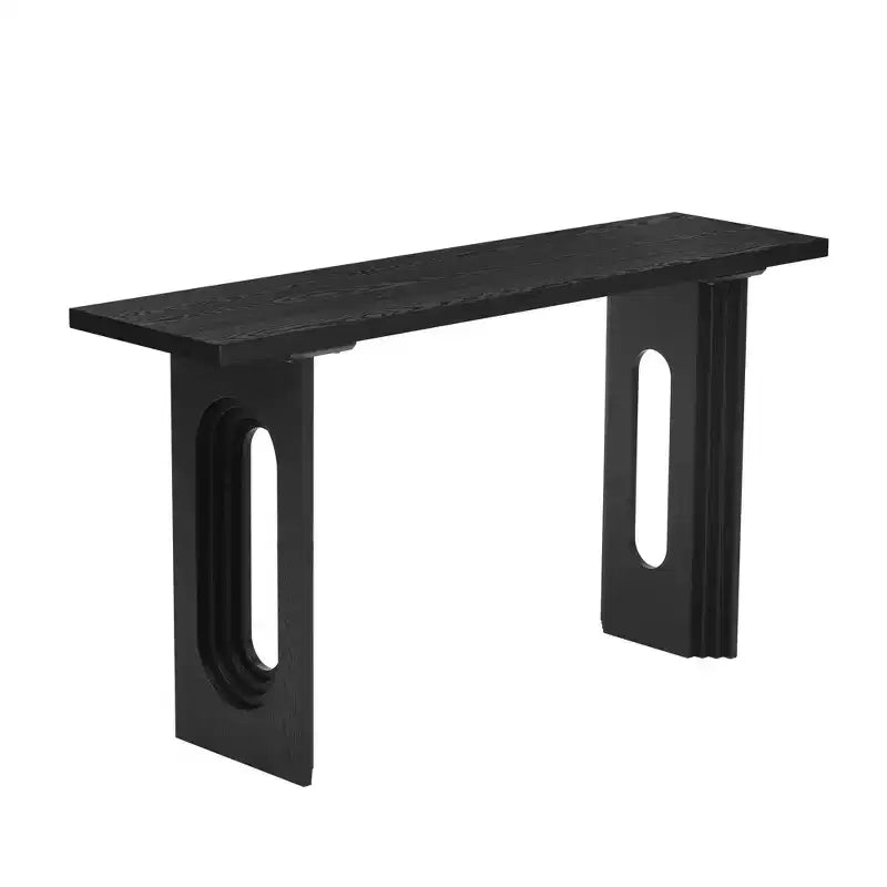 Unique Console Table with Round Hollow Legs, Modern Wood Entryway Table for Living Room and Entryway