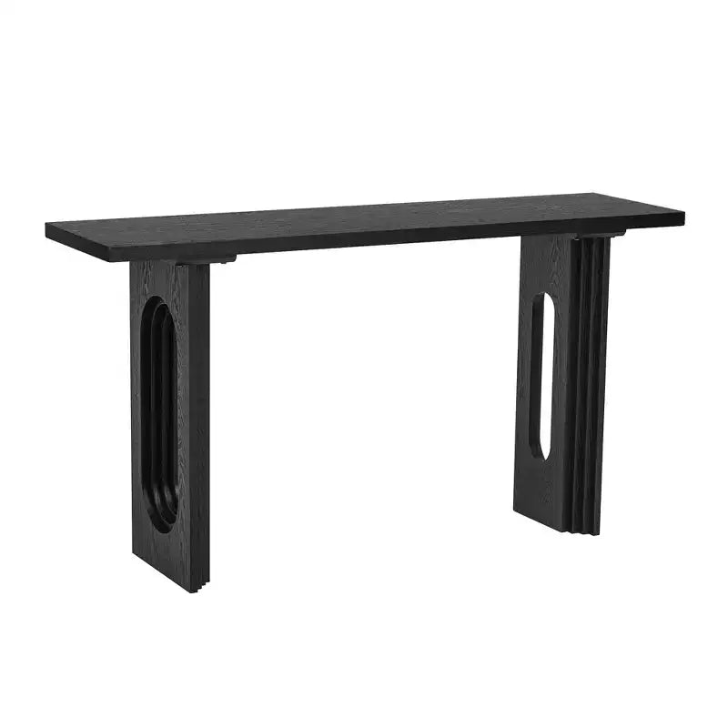 Unique Console Table with Round Hollow Legs, Modern Wood Entryway Table for Living Room and Entryway