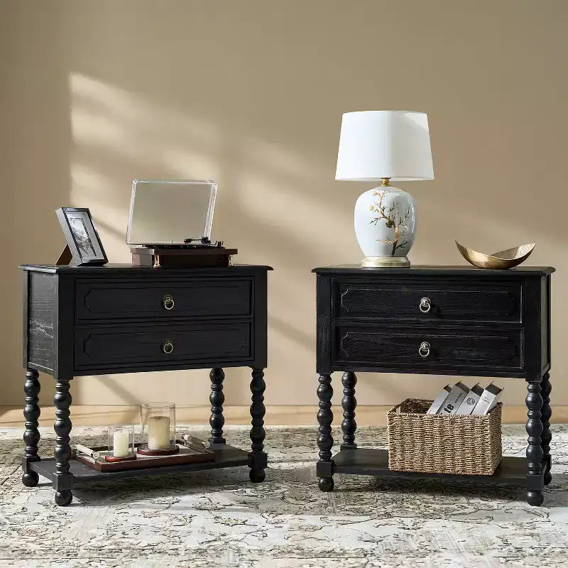 30 Tall 2-Drawer End Table with Built-in Charging Outlets Set of 2