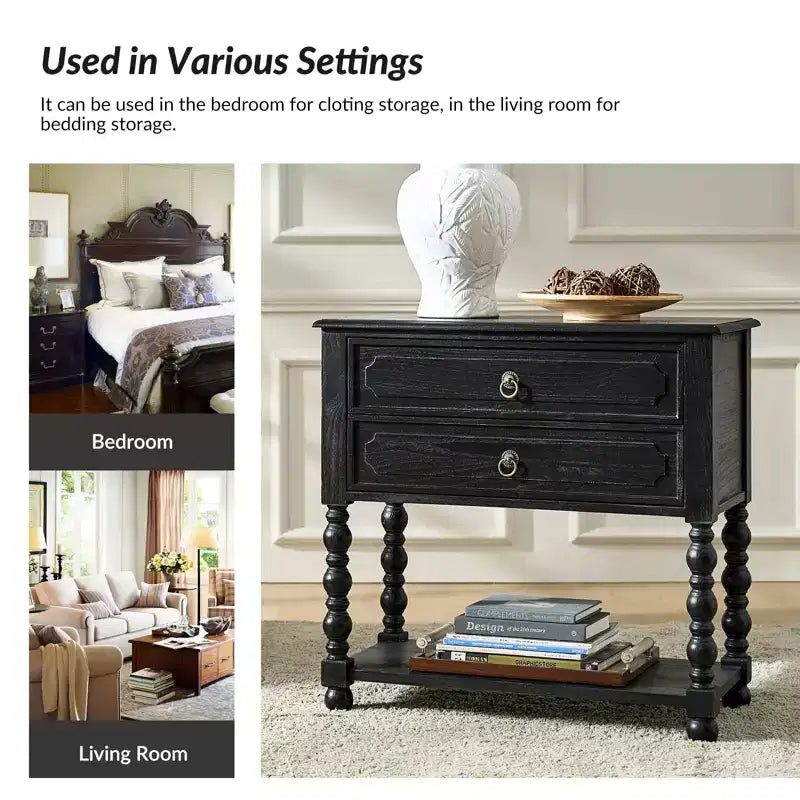 30 Tall 2-Drawer End Table with Built-in Charging Outlets Set of 2