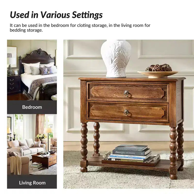 30 Tall 2-Drawer End Table with Built-in Charging Outlets Set of 2