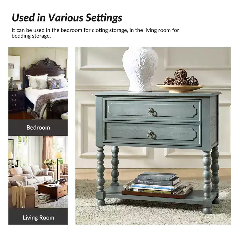 30 Tall 2-Drawer End Table with Built-in Charging Outlets Set of 2