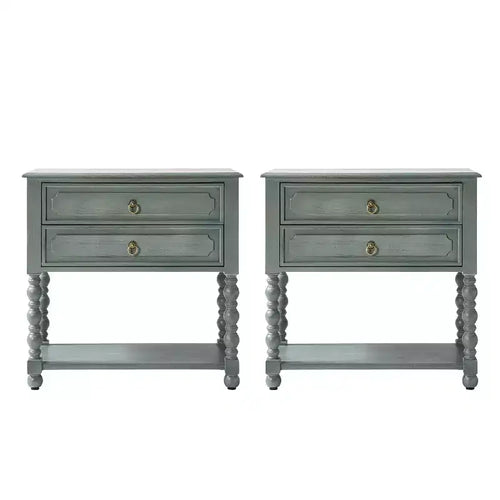 Jerardo 30 Tall 2-Drawer End Table with Built-in Charging Outlets Set of 2|ARTFUL LIVING DESIGNS