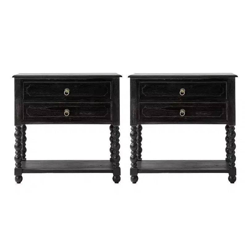 30 Tall 2-Drawer End Table with Built-in Charging Outlets Set of 2
