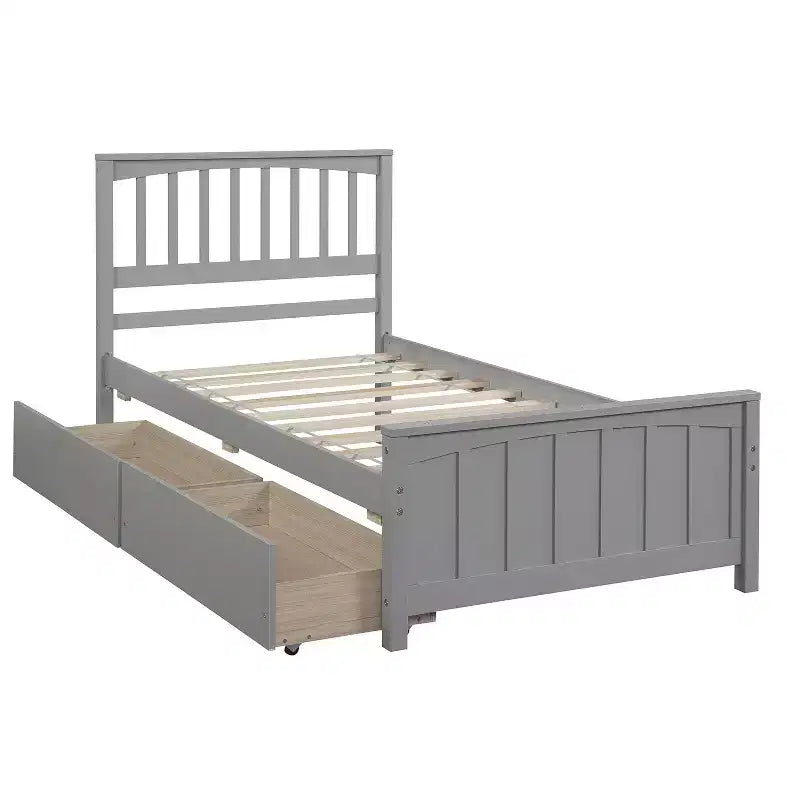 Twin size Platform Bed with 2 Drawers for Bedroom and Guest Room