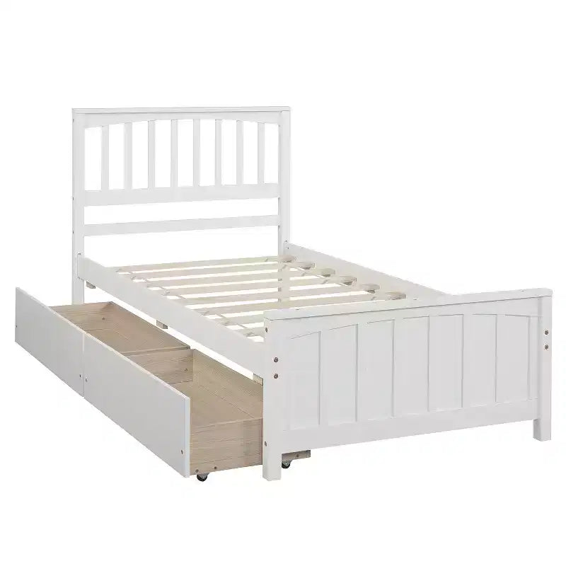 Twin size Platform Bed with 2 Drawers for Bedroom and Guest Room