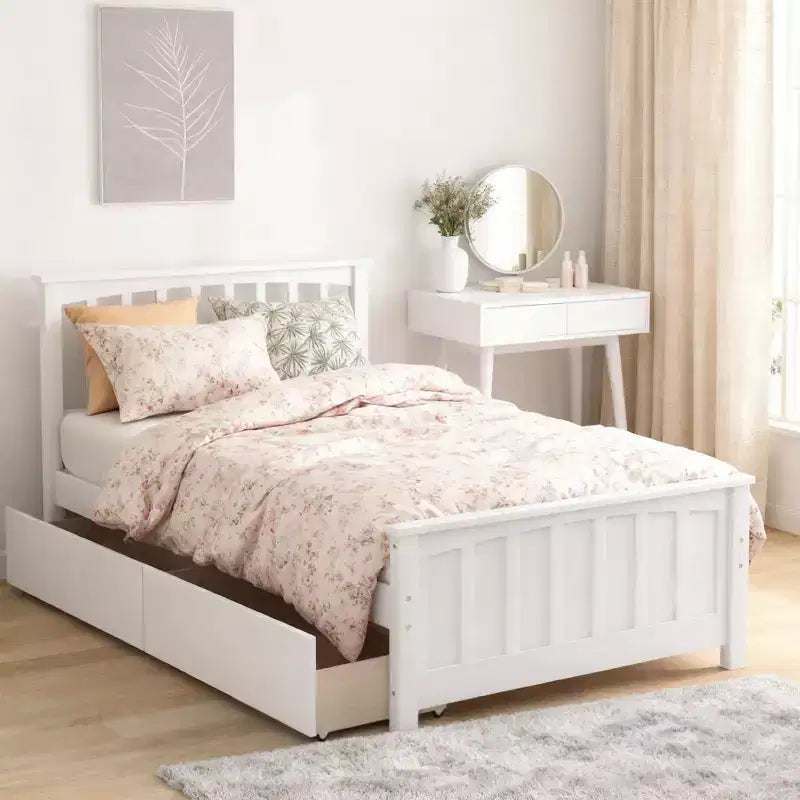 Twin size Platform Bed with 2 Drawers for Bedroom and Guest Room