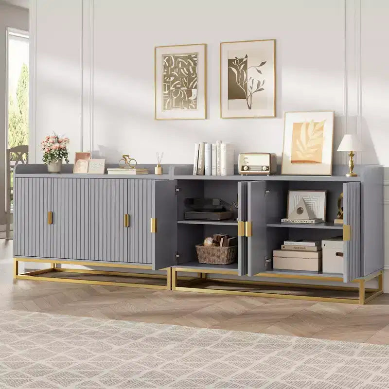Storage Accent Sideboard with 4 Doors Modern Buffet Table for Living Room Kitchen Dining Room