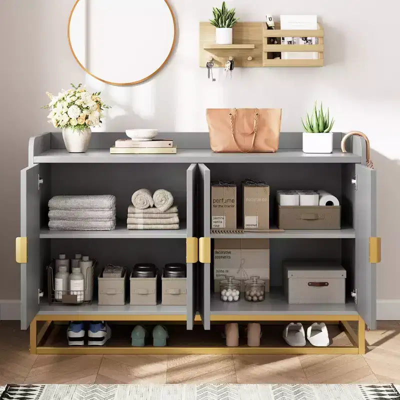 Storage Accent Sideboard with 4 Doors Modern Buffet Table for Living Room Kitchen Dining Room
