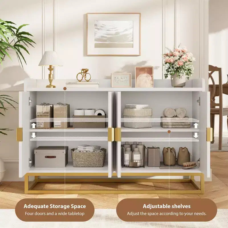 Storage Accent Sideboard with 4 Doors Modern Buffet Table for Living Room Kitchen Dining Room