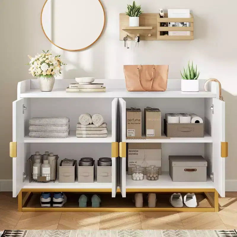Storage Accent Sideboard with 4 Doors Modern Buffet Table for Living Room Kitchen Dining Room