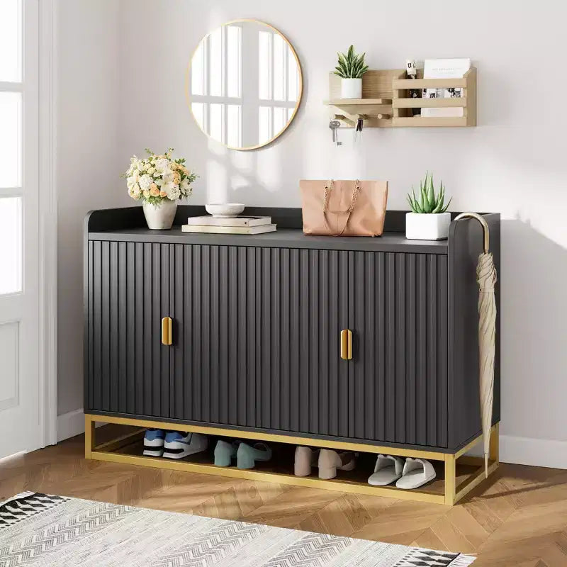 Storage Accent Sideboard with 4 Doors Modern Buffet Table for Living Room Kitchen Dining Room