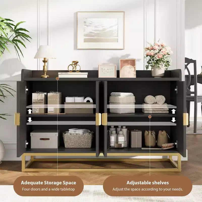Storage Accent Sideboard with 4 Doors Modern Buffet Table for Living Room Kitchen Dining Room