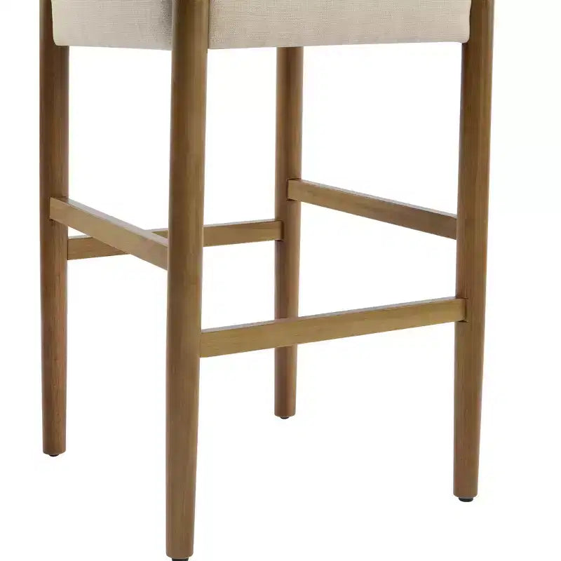 Set of 2 Modern 28.5 Solid Wood Bar Stools with Upholstered Seats, White