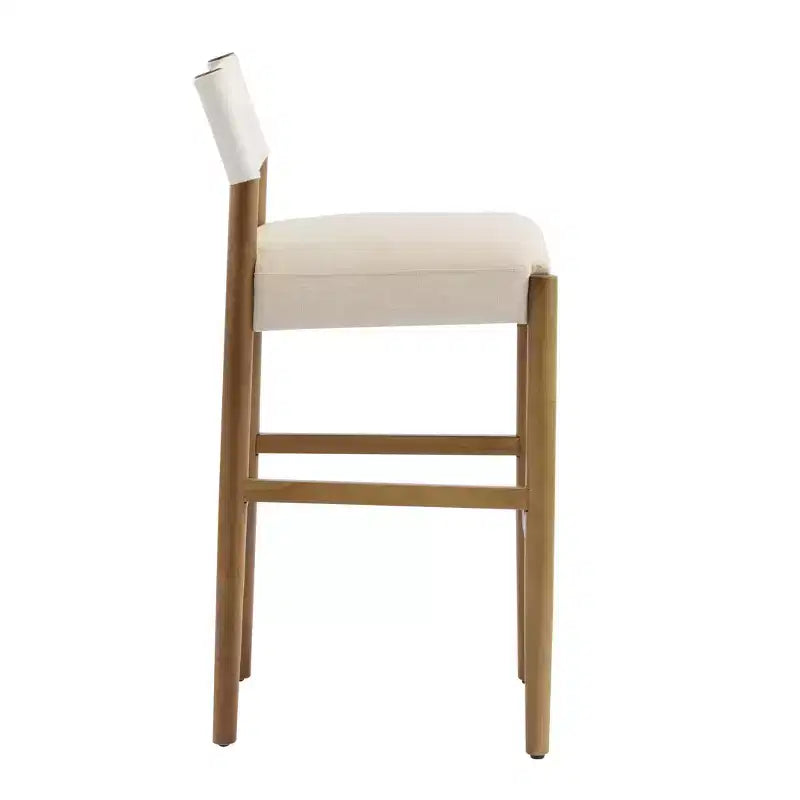Set of 2 Modern 28.5 Solid Wood Bar Stools with Upholstered Seats, White