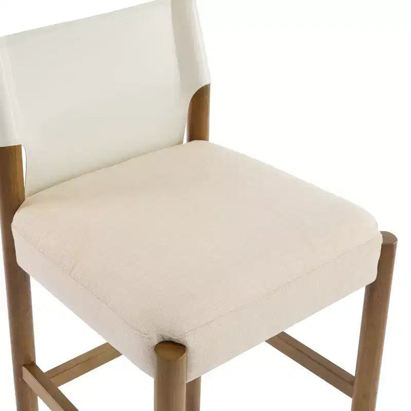 Set of 2 Modern 28.5 Solid Wood Bar Stools with Upholstered Seats, White