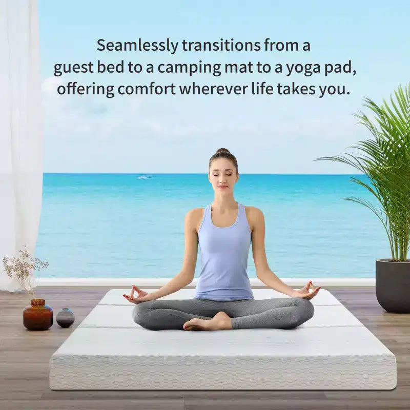 Tri Folding Mattress 6 Inch Memory Foam Trifold Mattress Foldable Washable Cover&Non-Slip Bottom&Storage Bag for Space-Saving Guest Bed,Pet