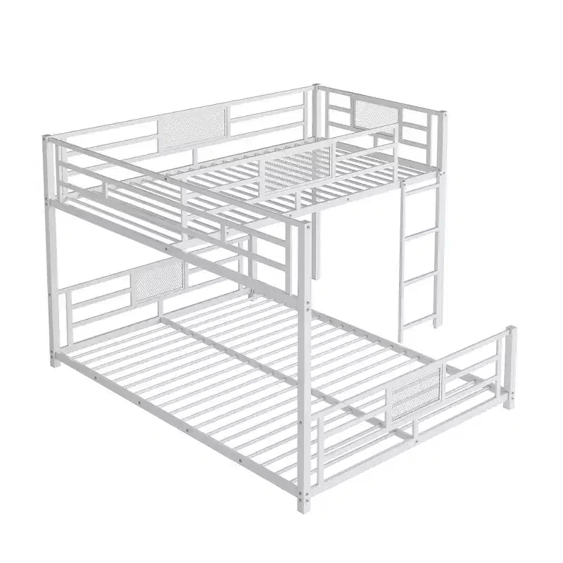 L-shaped Metal Twin over Full Size Bunk Bed, White
