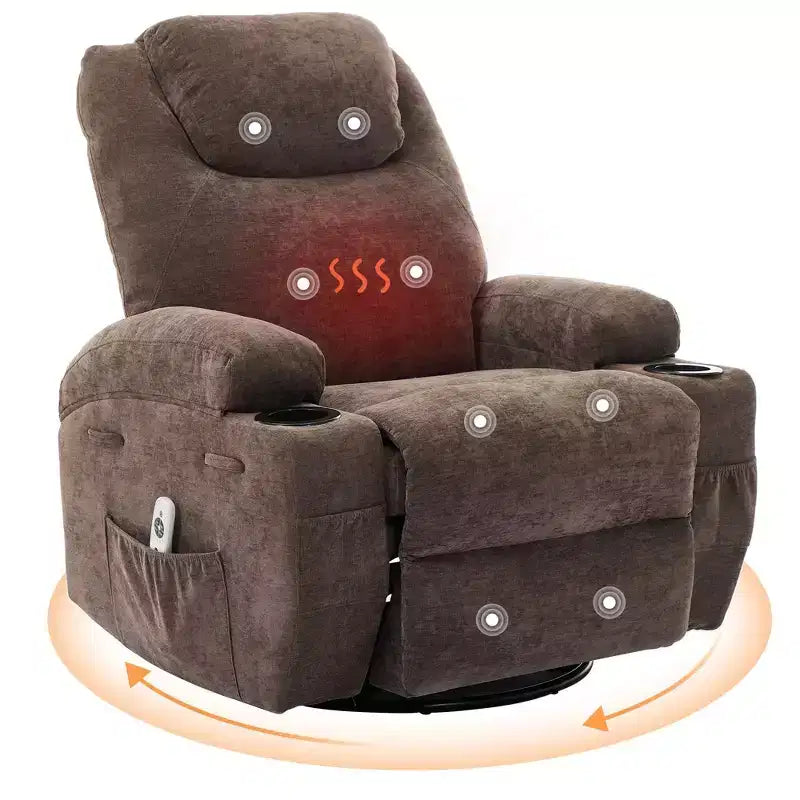 Recliner Chair, 360 Swivel Rocker Recliner Chair for Adults with Massage and Heat, Electric Glider Rocking Chairs