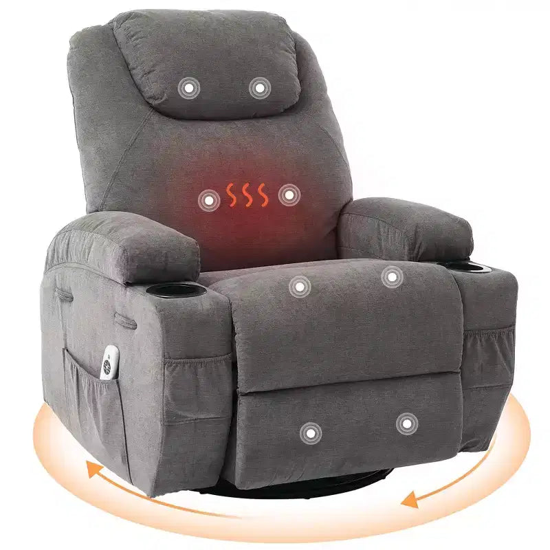 Recliner Chair, 360 Swivel Rocker Recliner Chair for Adults with Massage and Heat, Electric Glider Rocking Chairs