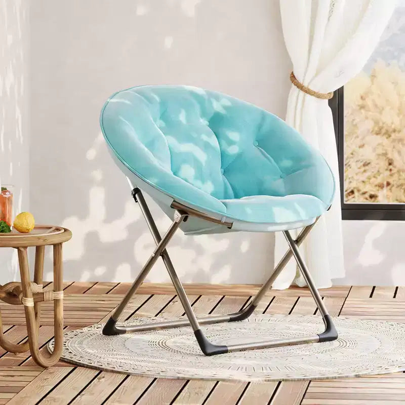 Comfy Saucer Chairs, Folding Reading Lounge Chair, Cozy Faux Fur Living Room Chair with Soft Thick Padded Seat & Metal Frame,Modern Style Bedroom Home