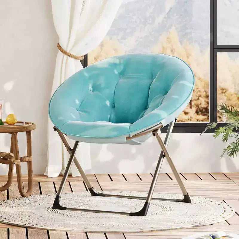 Comfy Saucer Chairs, Folding Reading Lounge Chair, Cozy Faux Fur Living Room Chair with Soft Thick Padded Seat & Metal Frame,Modern Style Bedroom Home