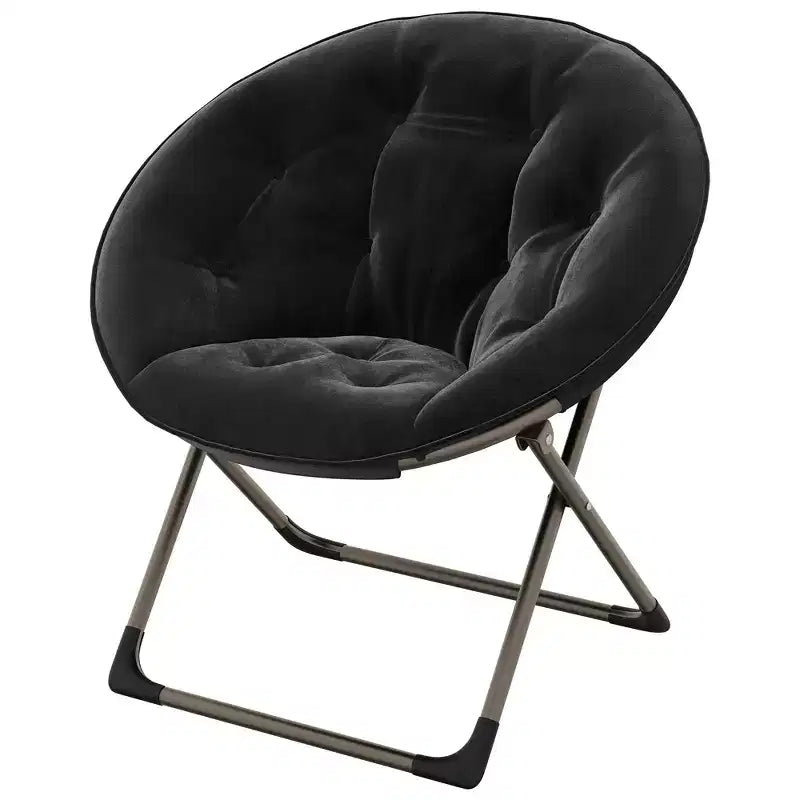 Comfy Saucer Chairs, Folding Reading Lounge Chair, Cozy Faux Fur Living Room Chair with Soft Thick Padded Seat & Metal Frame,Modern Style Bedroom Home