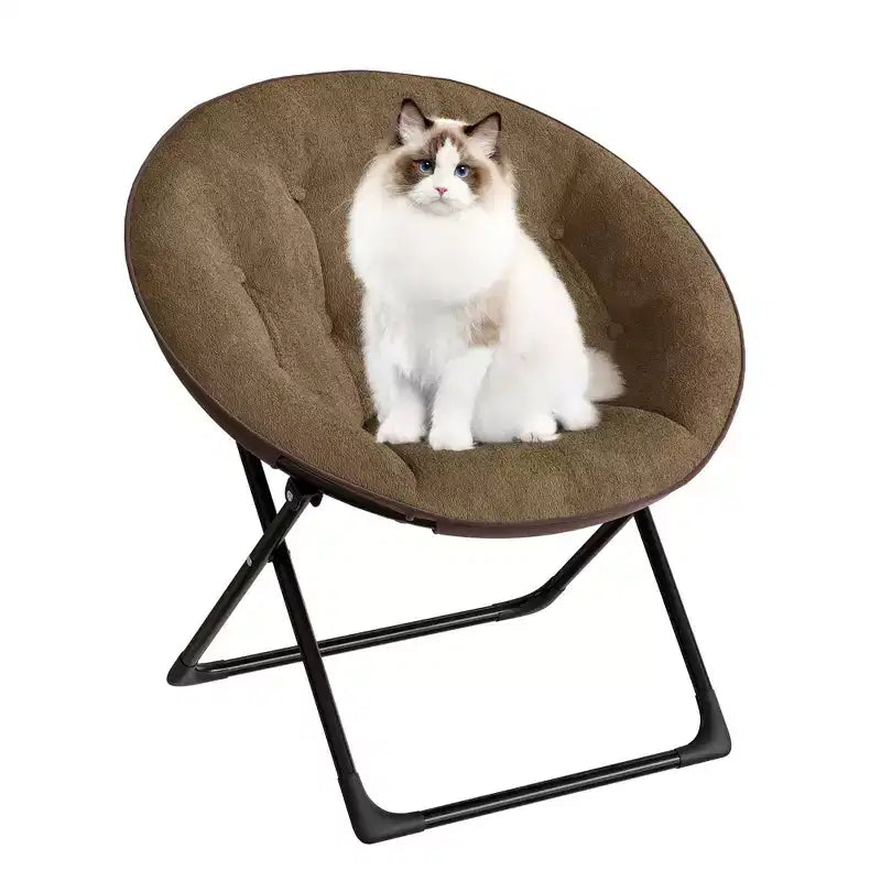 Comfy Saucer Chairs, Folding Reading Lounge Chair, Cozy Faux Fur Living Room Chair with Soft Thick Padded Seat & Metal Frame,Modern Style Bedroom Home